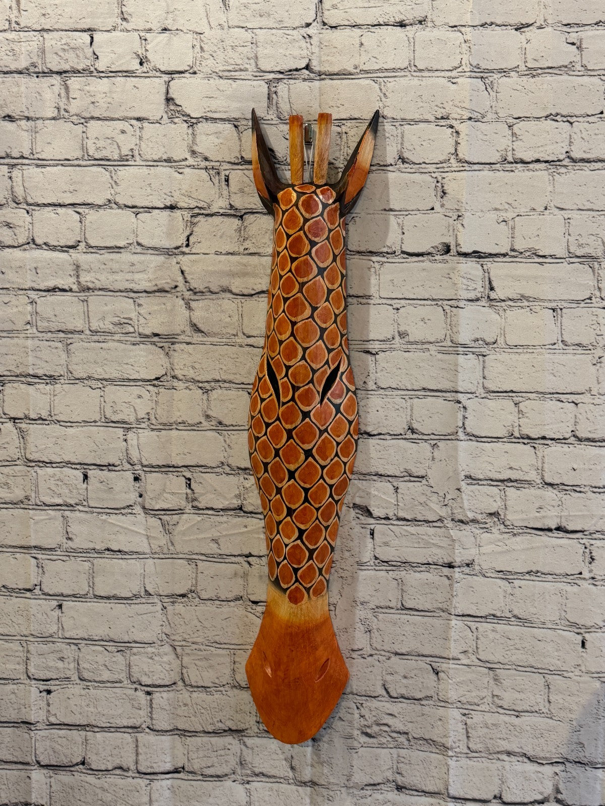 80cm Giraffe Plain Hand Carved Fair Trade Wooden Animal Wall Art Wall Hang Mask2