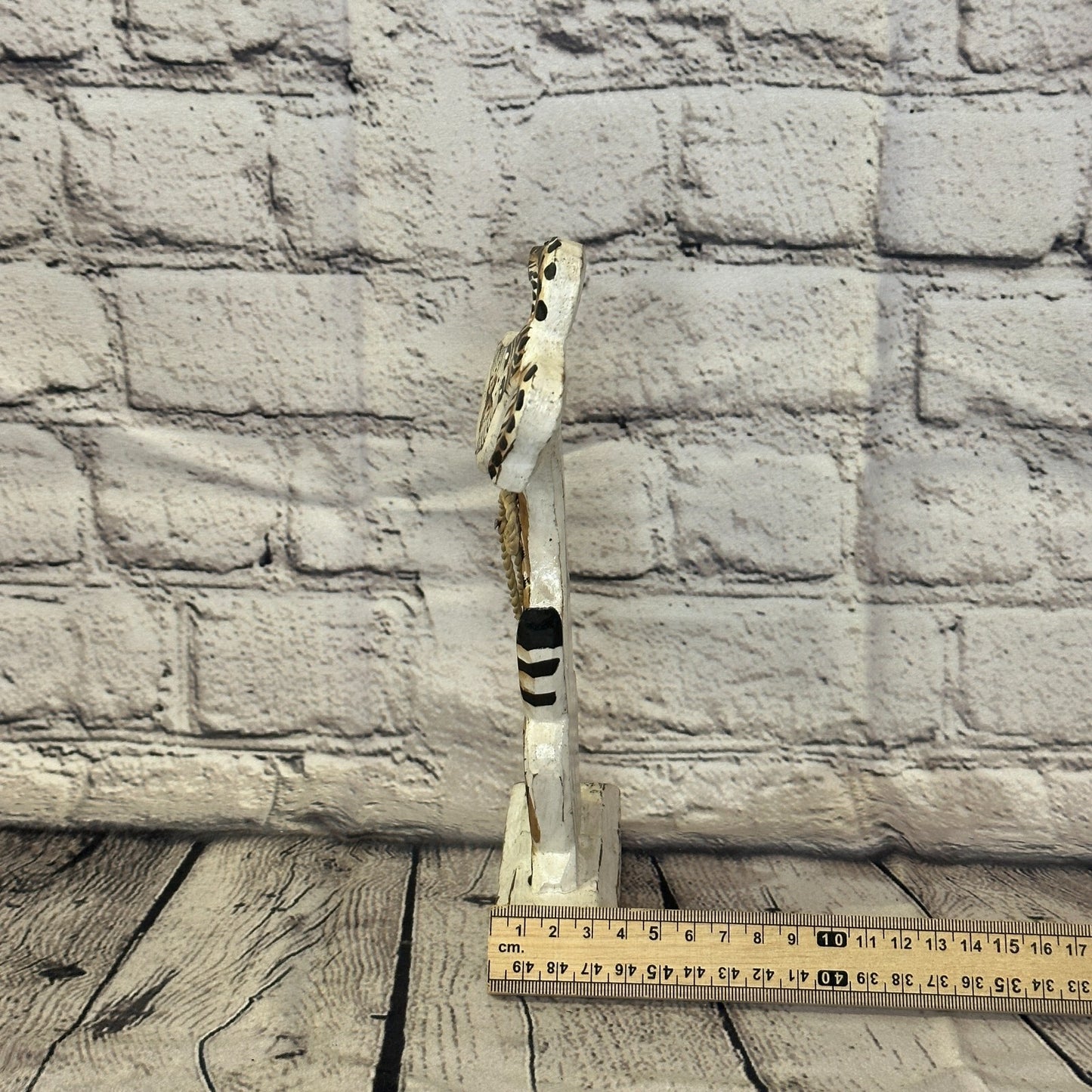 White Wooden Rabbit Hare Shabby Pattern 25cm x 10cm Handmade and Fairtrade7