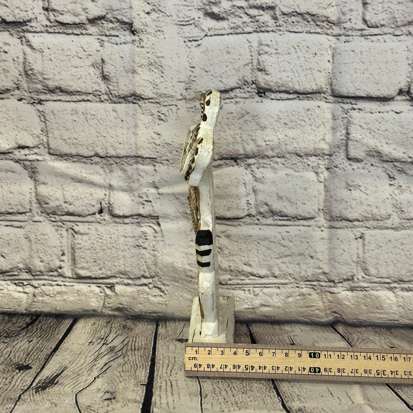 White Wooden Rabbit Hare Shabby Pattern 25cm x 10cm Handmade and Fairtrade7