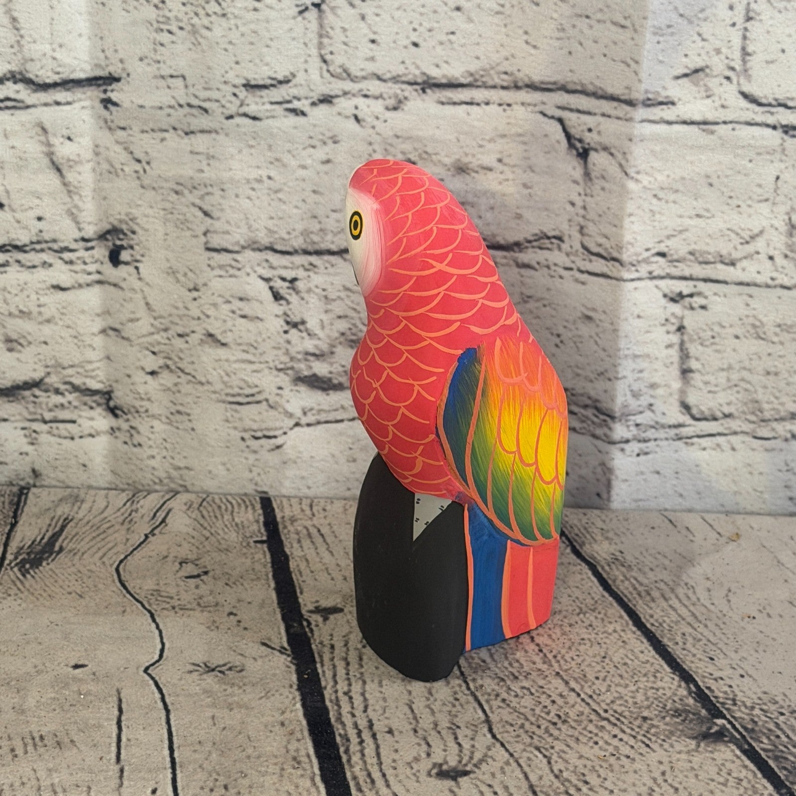15cm Bright Red Parrot Bird Ornament Statue Fair Trade Hand Made Carved Wood3