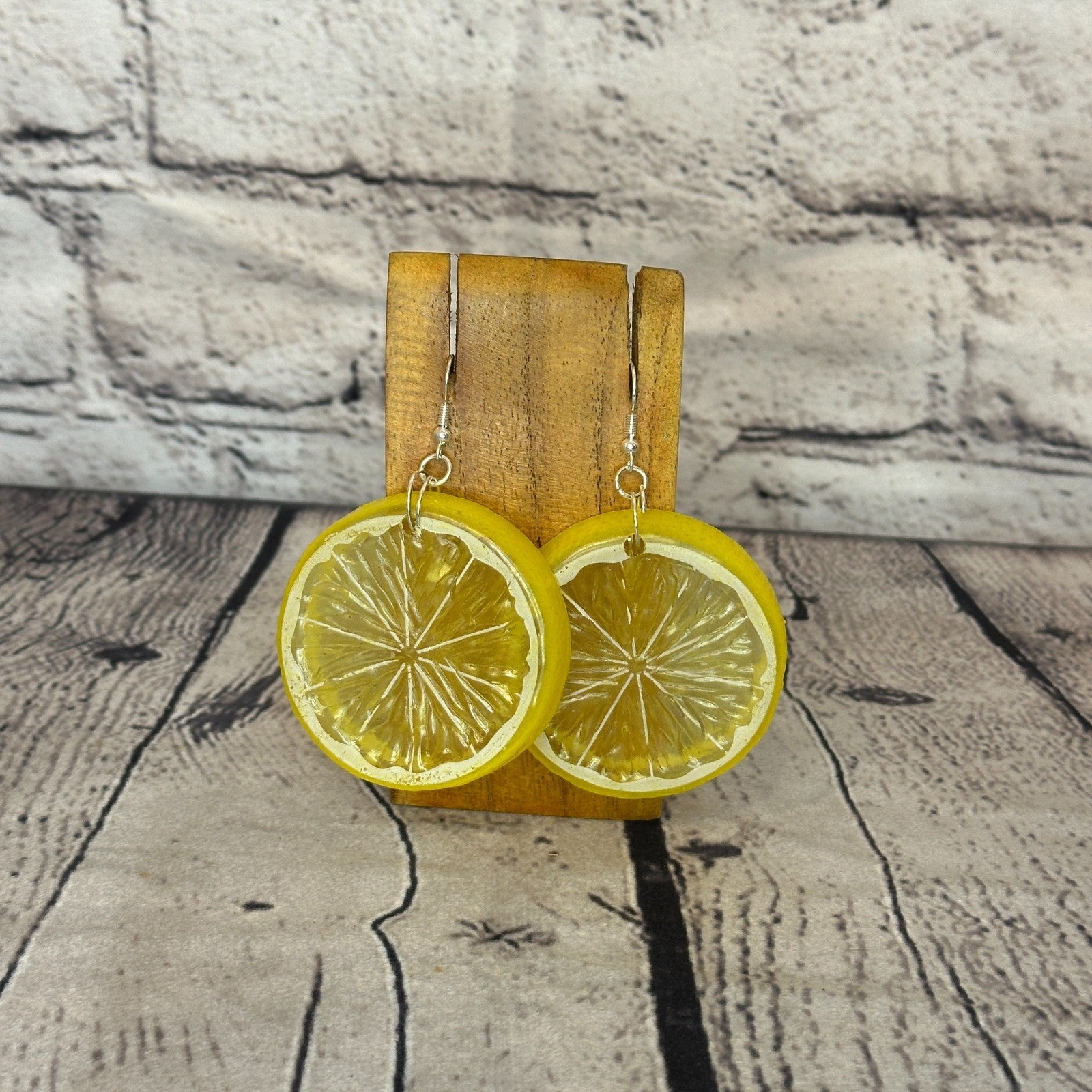 Lemon Slices Plastic Novelty Party Dangle Drop Earrings Handmade UK Jewellery0