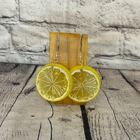 Lemon Slices Plastic Novelty Party Dangle Drop Earrings Handmade UK Jewellery0