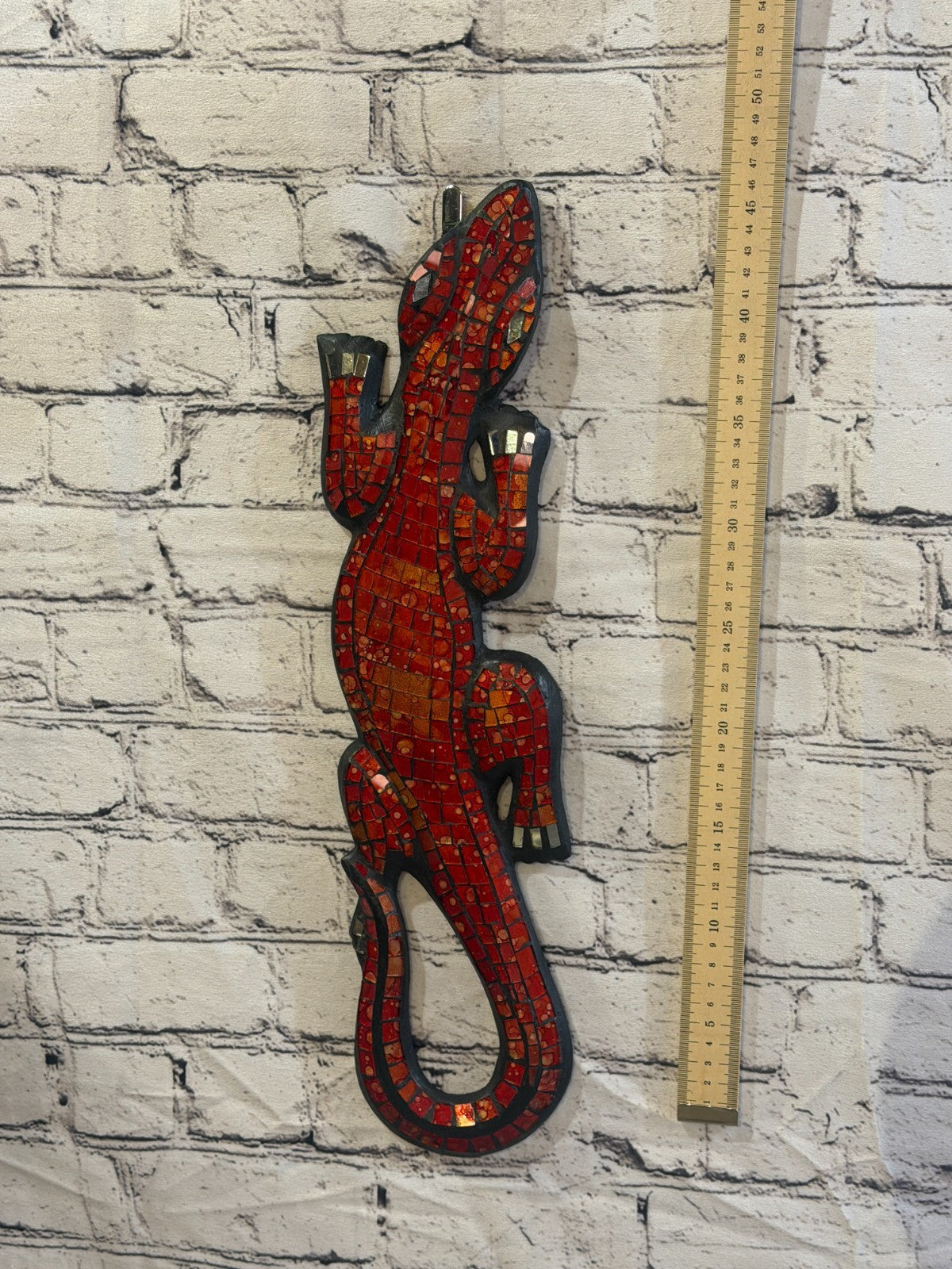 50cm Gecko Red Mosaic Wall Hanging Wooden Ornaments Wood Carving4