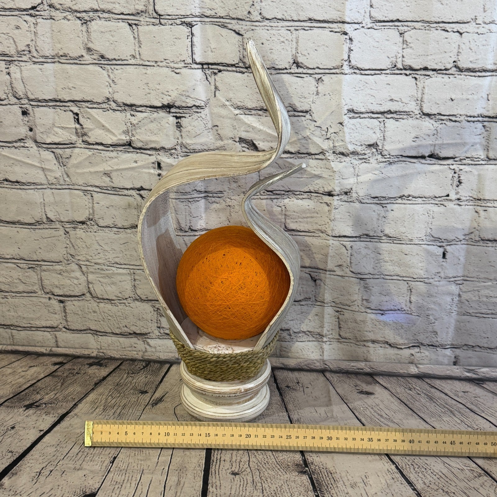Orange Light White Natural 50cm Tall Leaf Lamp Twist LED UK Mains Plug Design 106