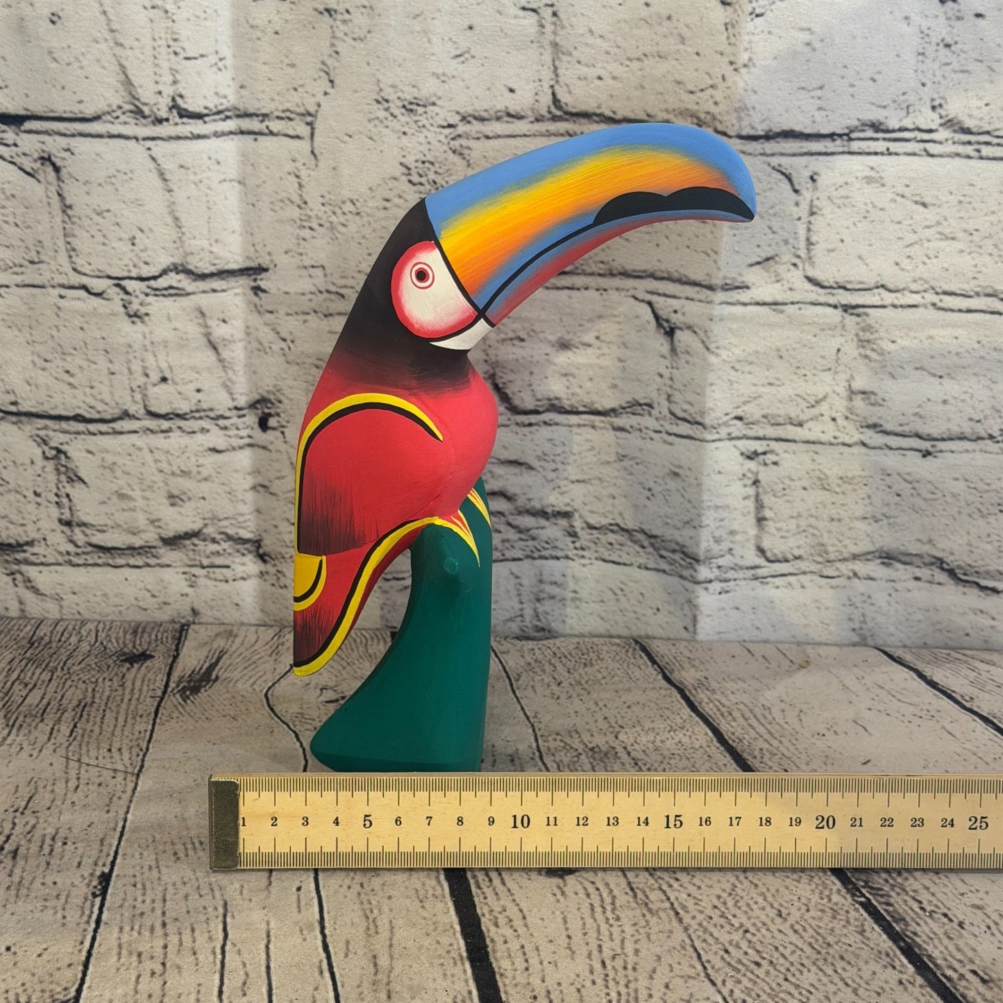 20cm Dark Red Toucan Bird Ornament Statue Fair Trade Hand Made Carved Wood7