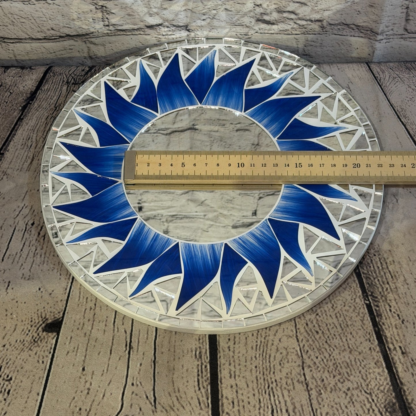 Dark Blue Sun Flame Mosaic Tile Wall Mirror 30cm x 30cm 12 Inches Handmade5
