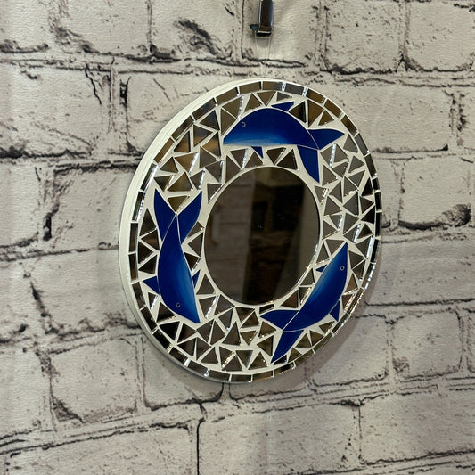 Blue Dolphin Mosaic Tile Wall Mirror 20cm x 20cm 8 Inches Handmade New0