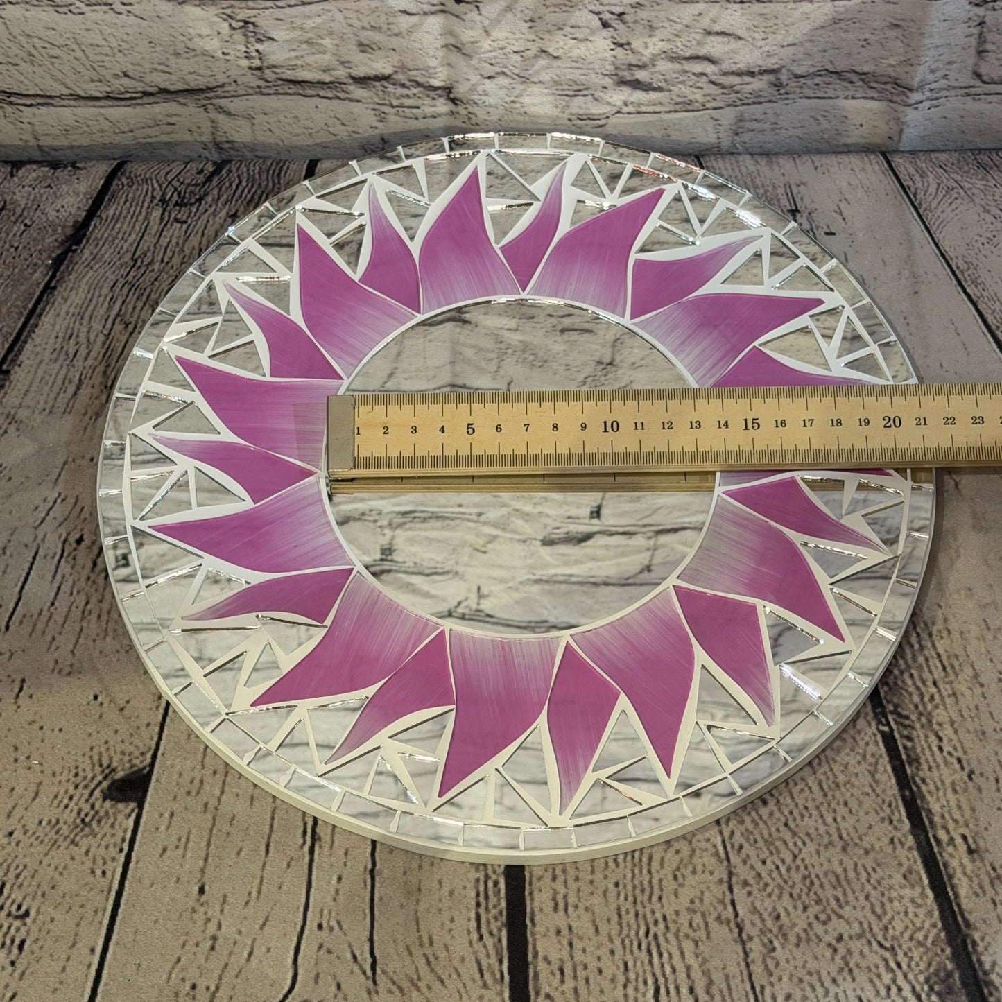 Pink Sun Flame Mosaic Tile Wall Mirror 30cm x 30cm 12 Inches Handmade5