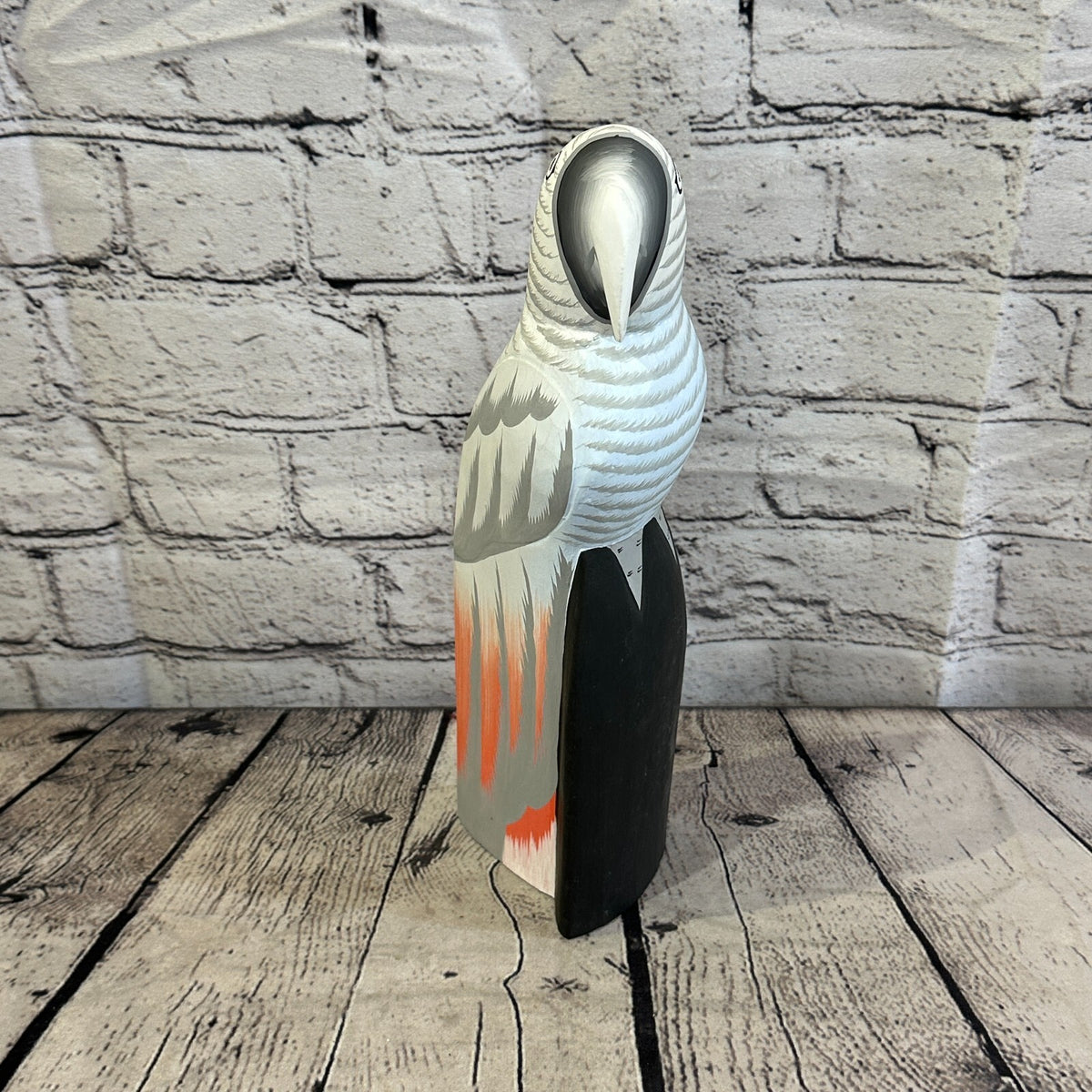 30cm Grey Parrot Bird Ornament Statue Fair Trade Hand Made Carved Wood2