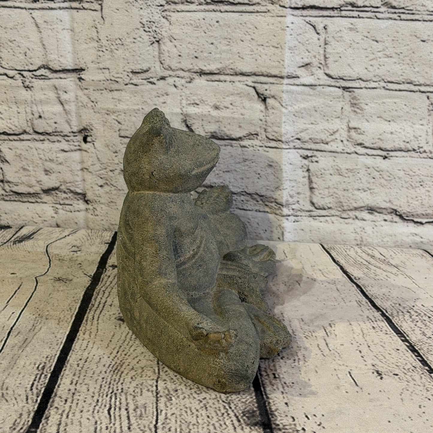 Sitting Frog Meditative Stone Garden 25cm x 15cm Ornament Indoor Statue Hindu3