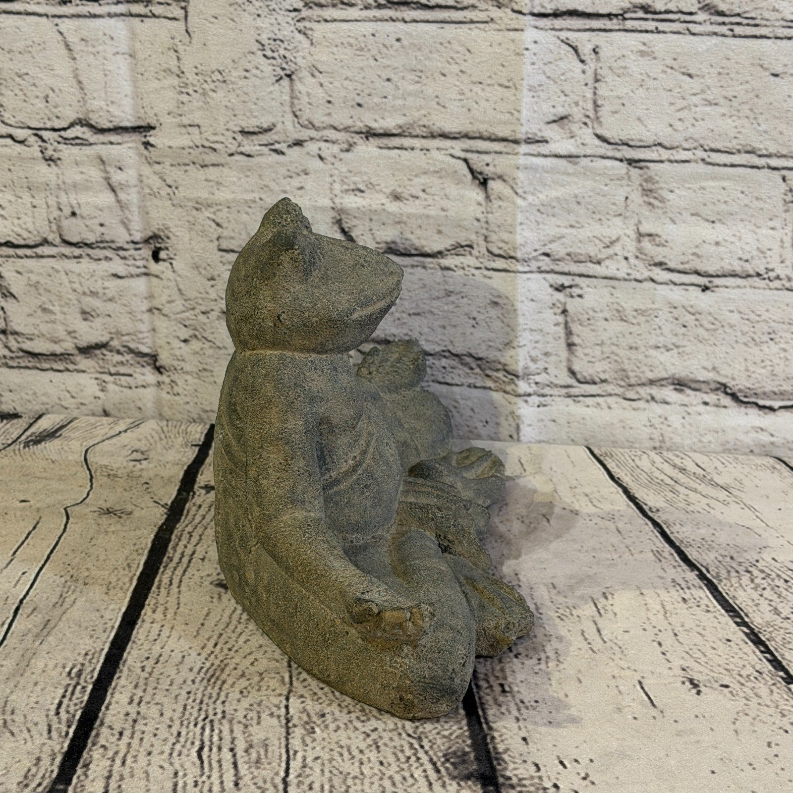 Sitting Frog Meditative Stone Garden 25cm x 15cm Ornament Indoor Statue Hindu3