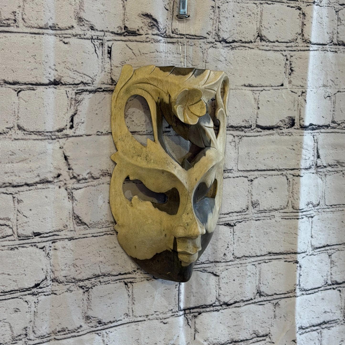 Wooden Soulmate Mask Wall Art Hibiscus Wood Hand Carved Fair Trade Design 11