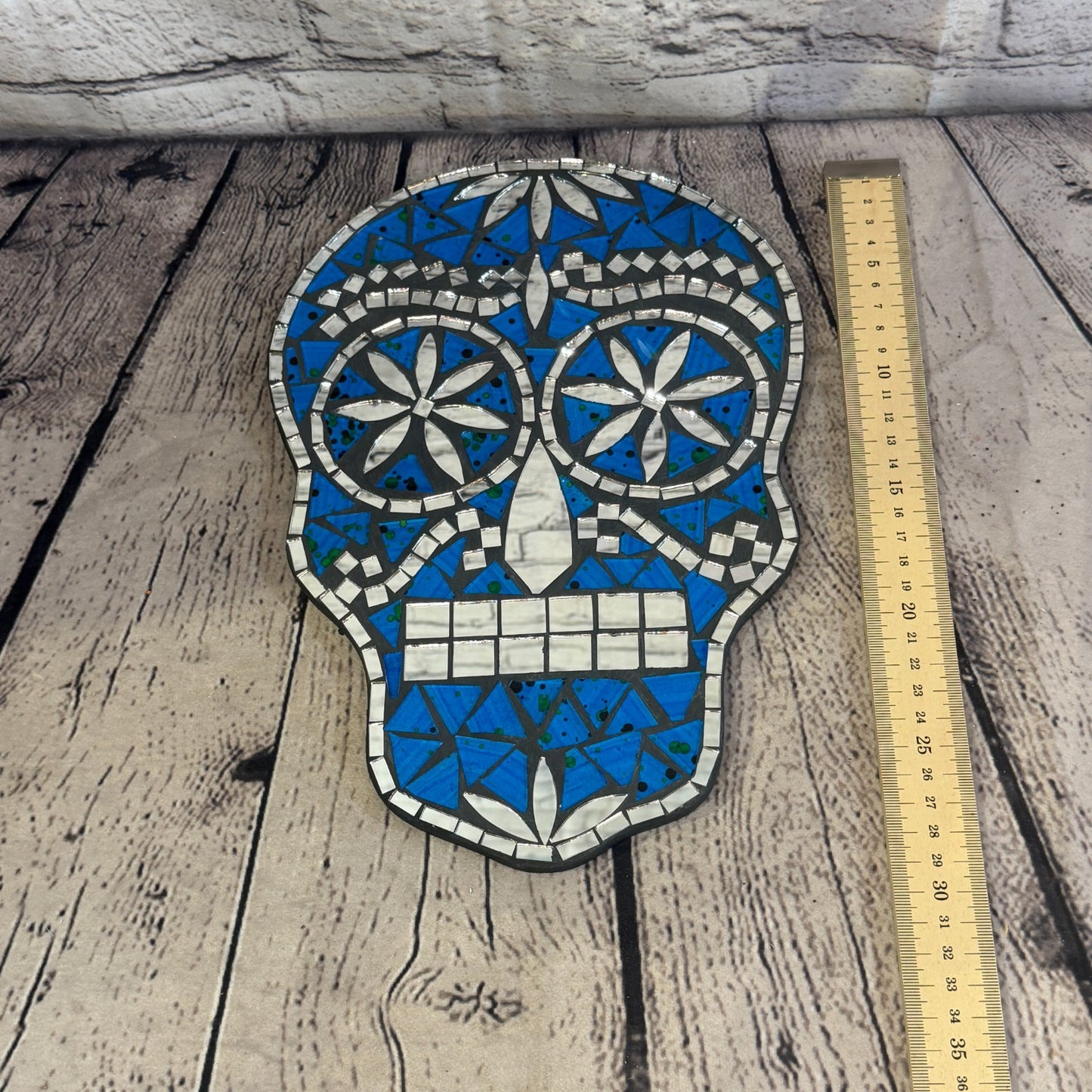 Blue Skull Mosaic Tile Wall Mirror 30cm x 20cm 12 Inches Handmade New5