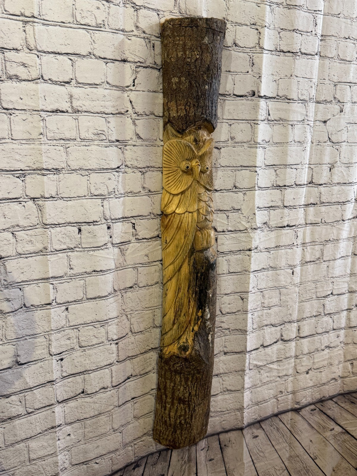 Owl Of The Woods 100cm Hand Carved Wizard Tree Trunk Wood Fairtrade1