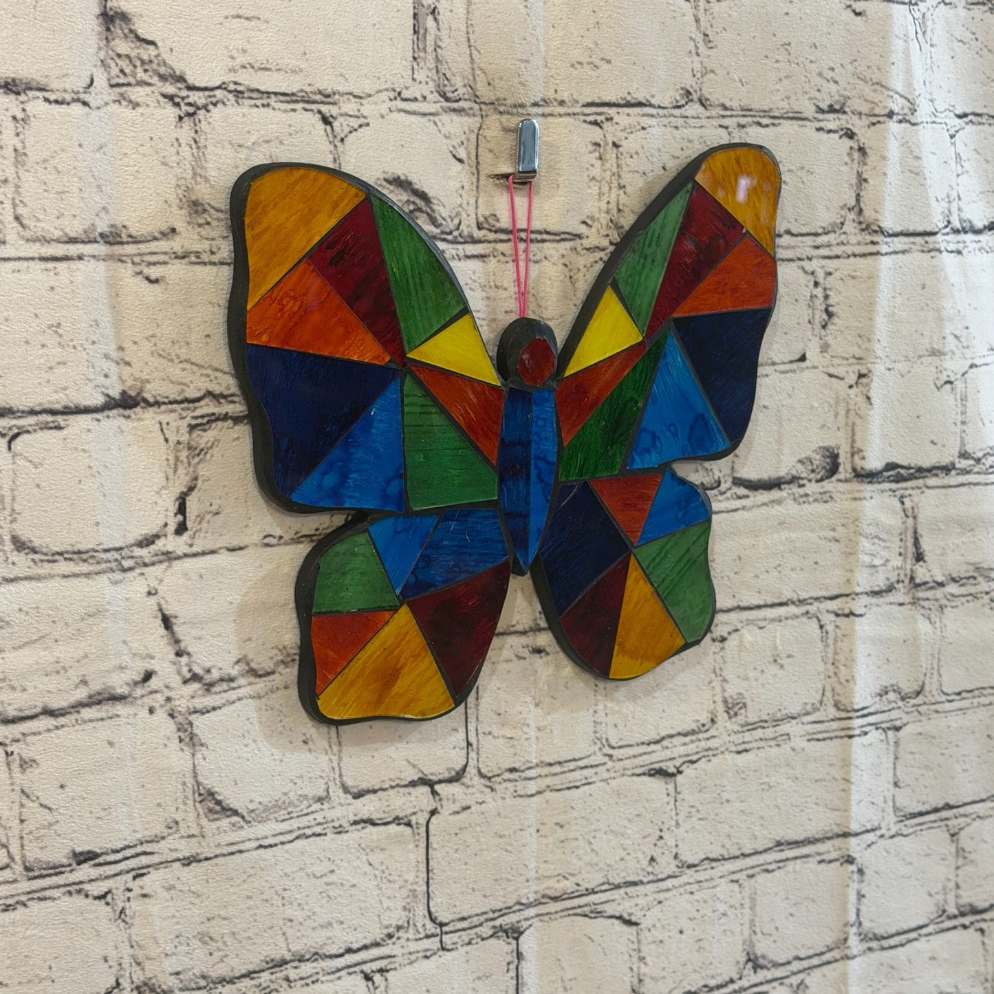 Rainbow Mulitcoloured Butterfly Mosaic Tile Wall Mirror 25cm x 20cm Handmade New0