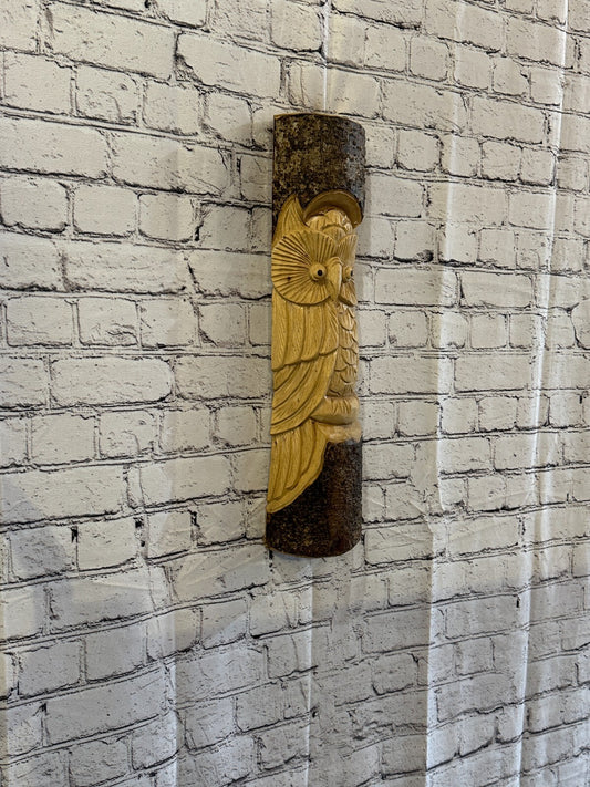 Barn Owl Of The Woods 50cm Hand Carved Wizard Tree Trunk Wood Fairtrade0