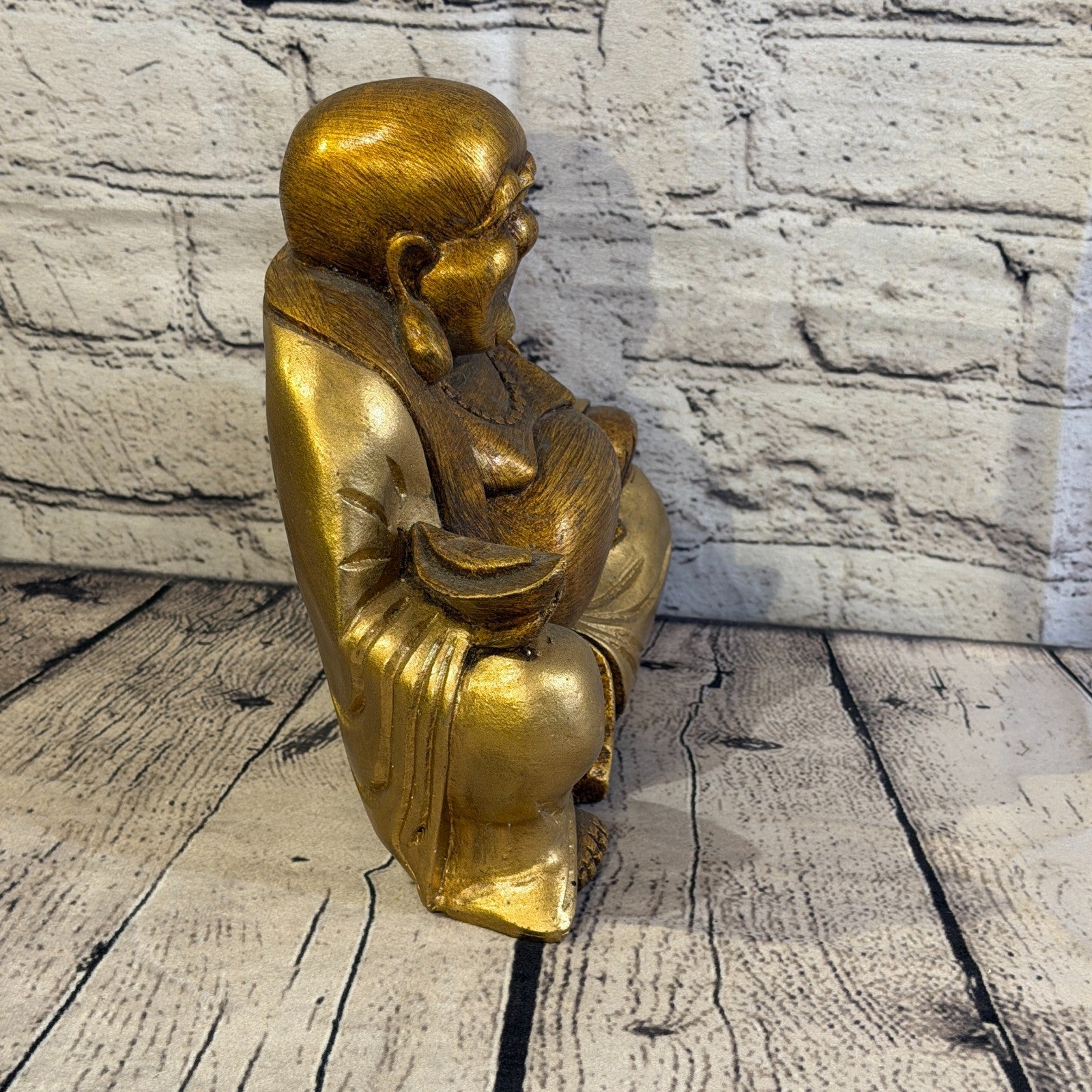 Bronze & Bronze 20cm x 20cm Large Chinese Buddha Sitting On Lotus Statue Resin3