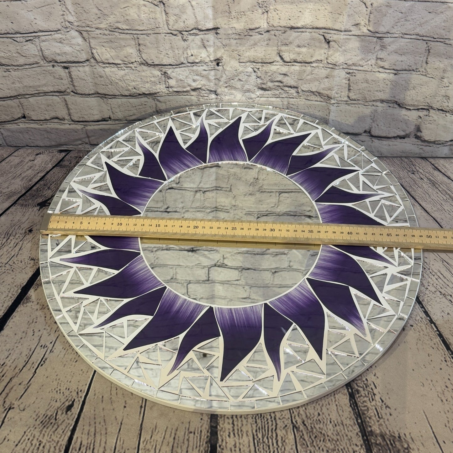 Purple Sun Flame Mosaic Tile Wall Mirror 50cm x 50cm 20 Inches Handmade3
