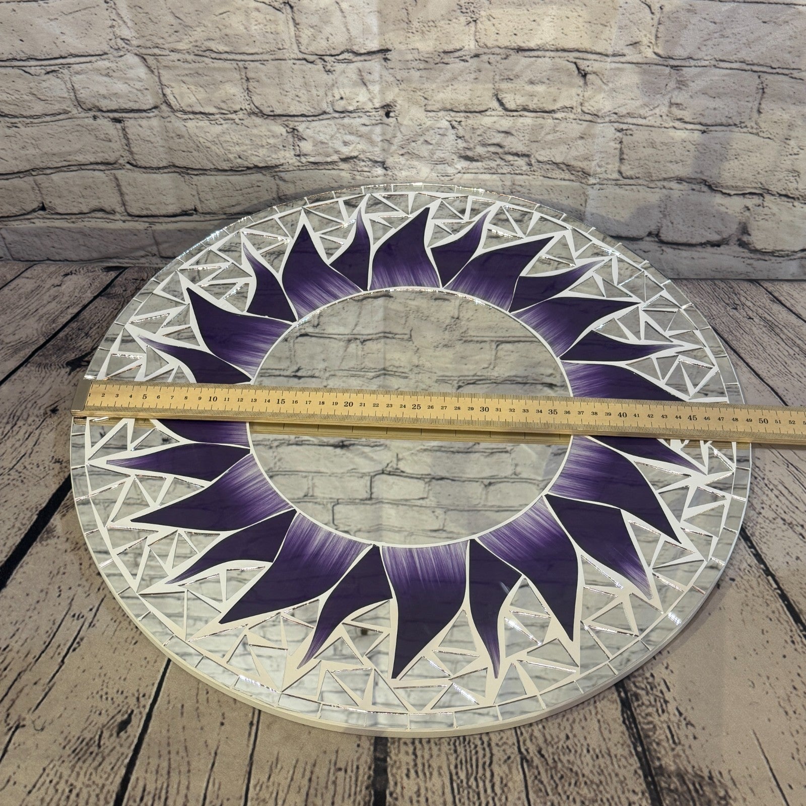 Purple Sun Flame Mosaic Tile Wall Mirror 50cm x 50cm 20 Inches Handmade3