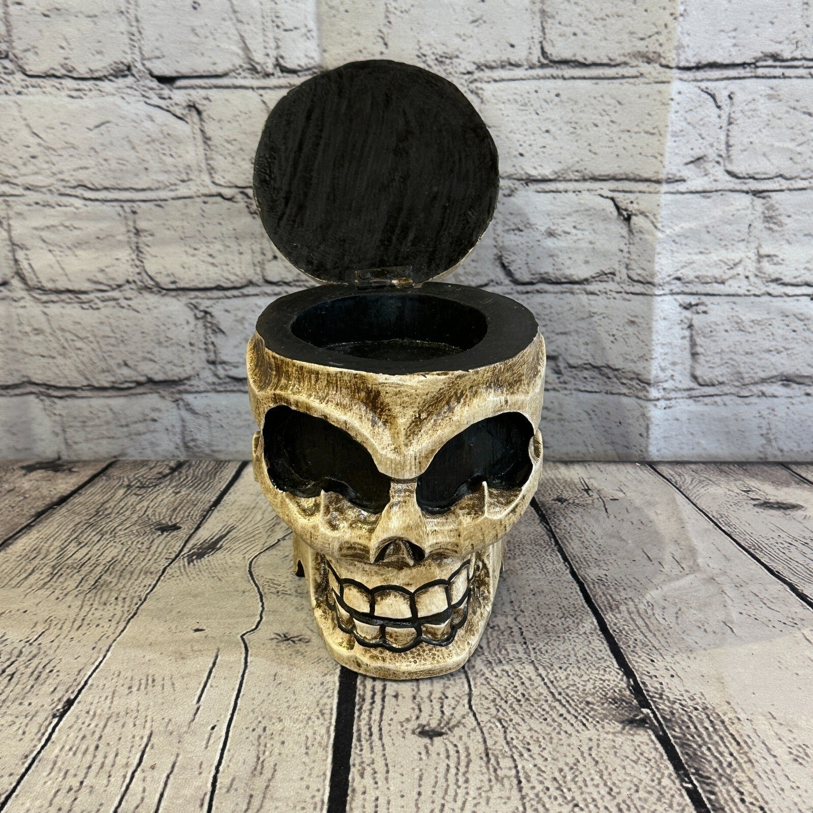18cm x 12cm Shallow Wooden Gothic Skeleton Skull  Head Coffin Jewellery Box7