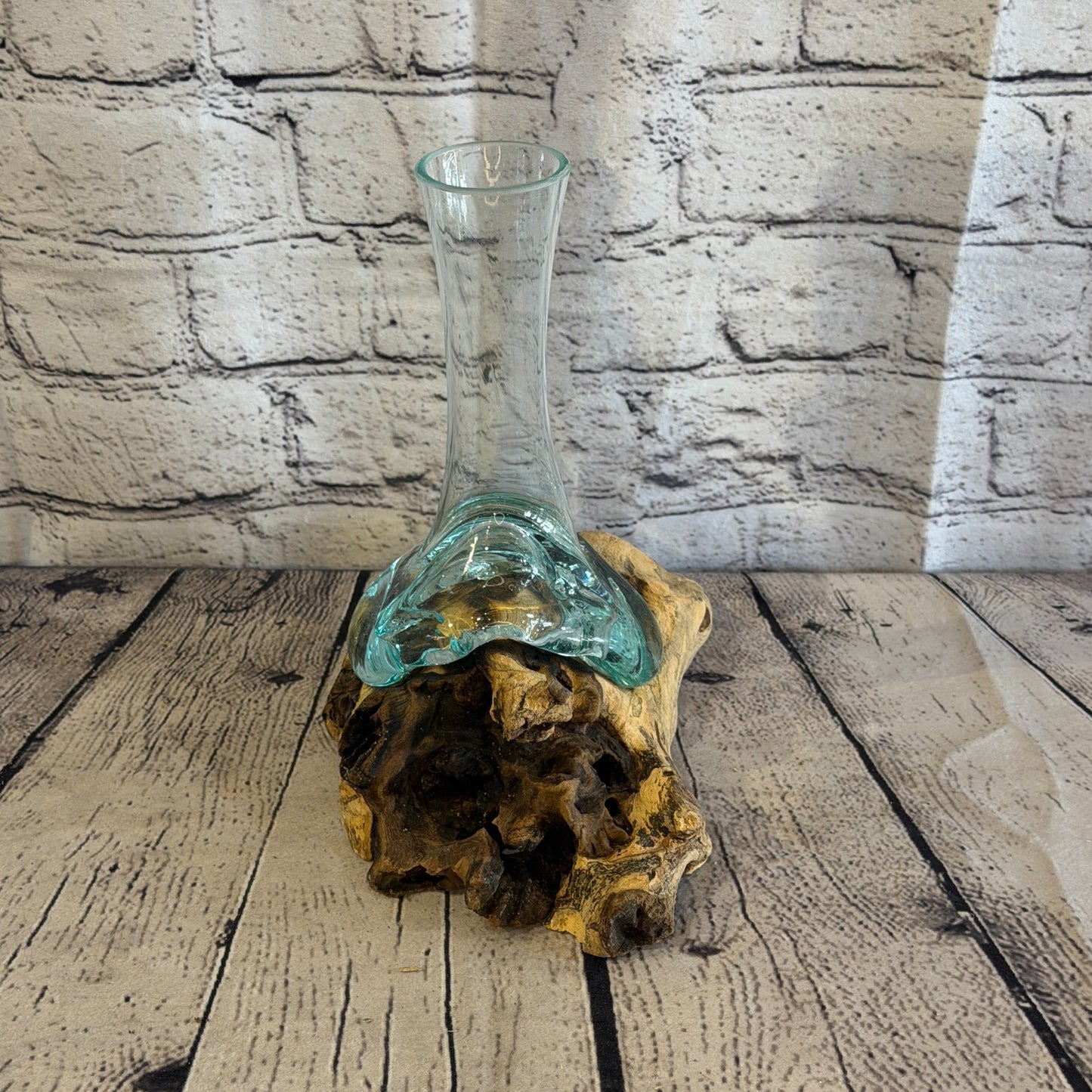 20cm Tall Vase Colour Melted Glass Wood Decorative Vase Glass Sculpture Crafted1