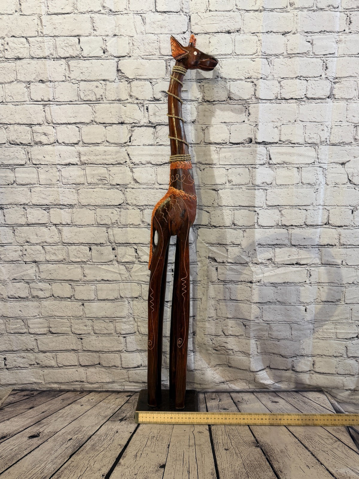 100cm Brown Wooden Giraffe Standing Single Carved Solid Wood Giraffe Handmade6