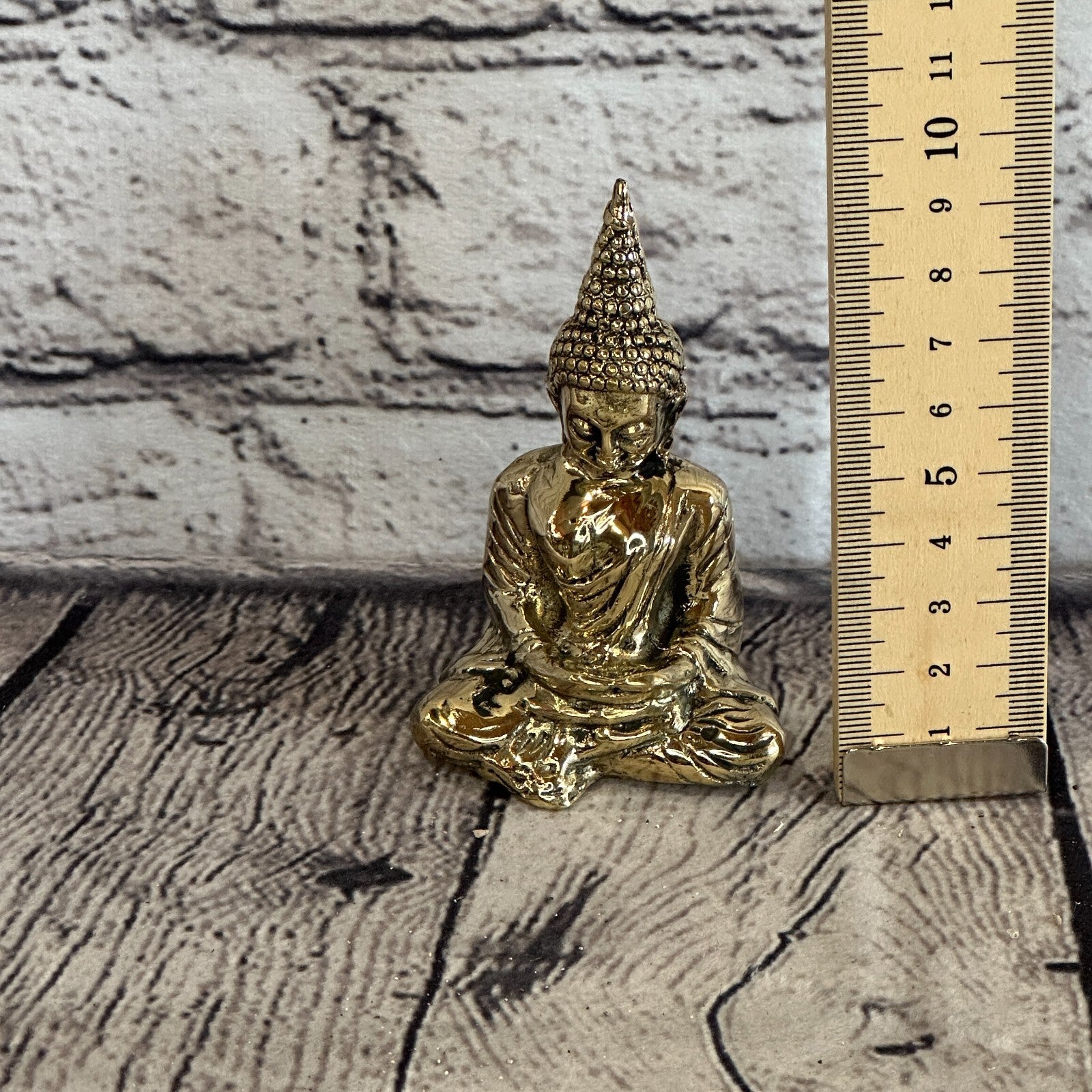 9cm x 5cm Sitting Thai Bronze Buddha Blessing Statue Figure Table Decoration Art5