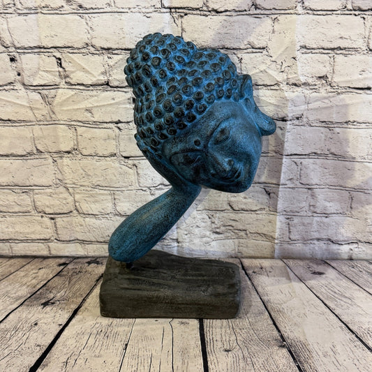 Blue 45cm x 25cm Thai Buddha Head In Hand On Base Statue Resin Hindu0