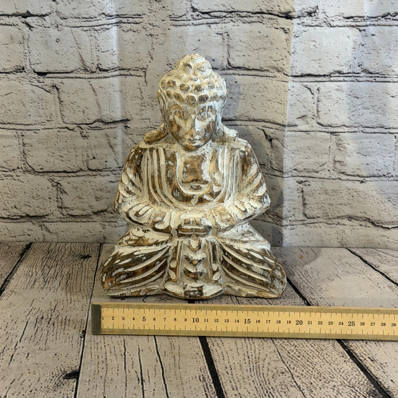 25cm Brown Meditating Buddha Ornament Sculpture Statue Buddhas Hand Carved Wood6