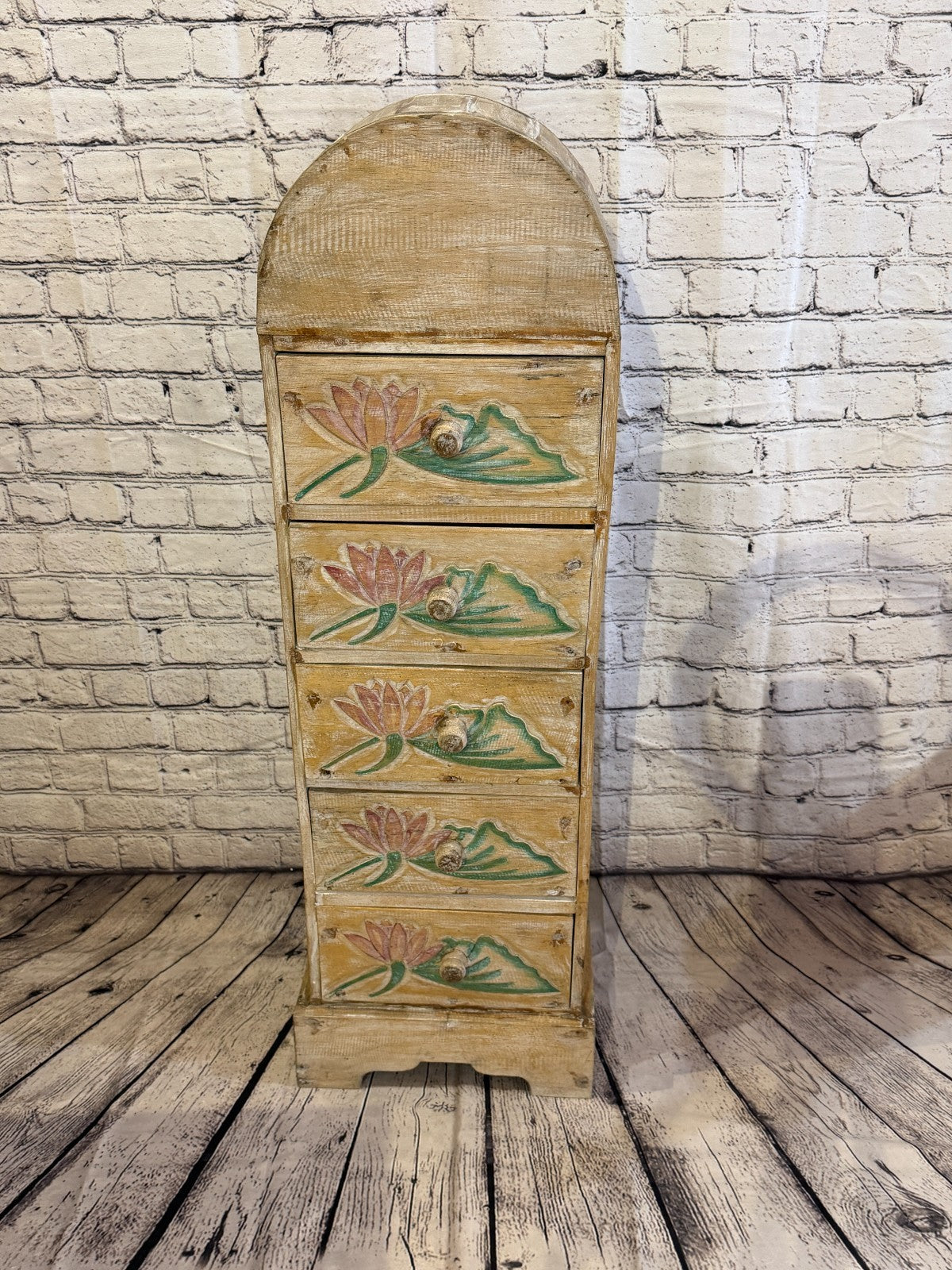 100cm x 30cm Flower 5 Draw Wooden Side Cabinet Living Hallway Storage Furniture1