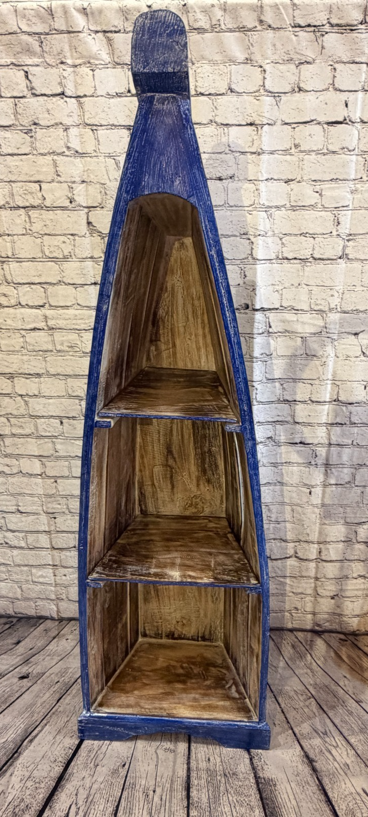 150cm x 45cm x 25cm Blue Boat Shelf Wooden Cabinet Living Hall Storage Furniture3