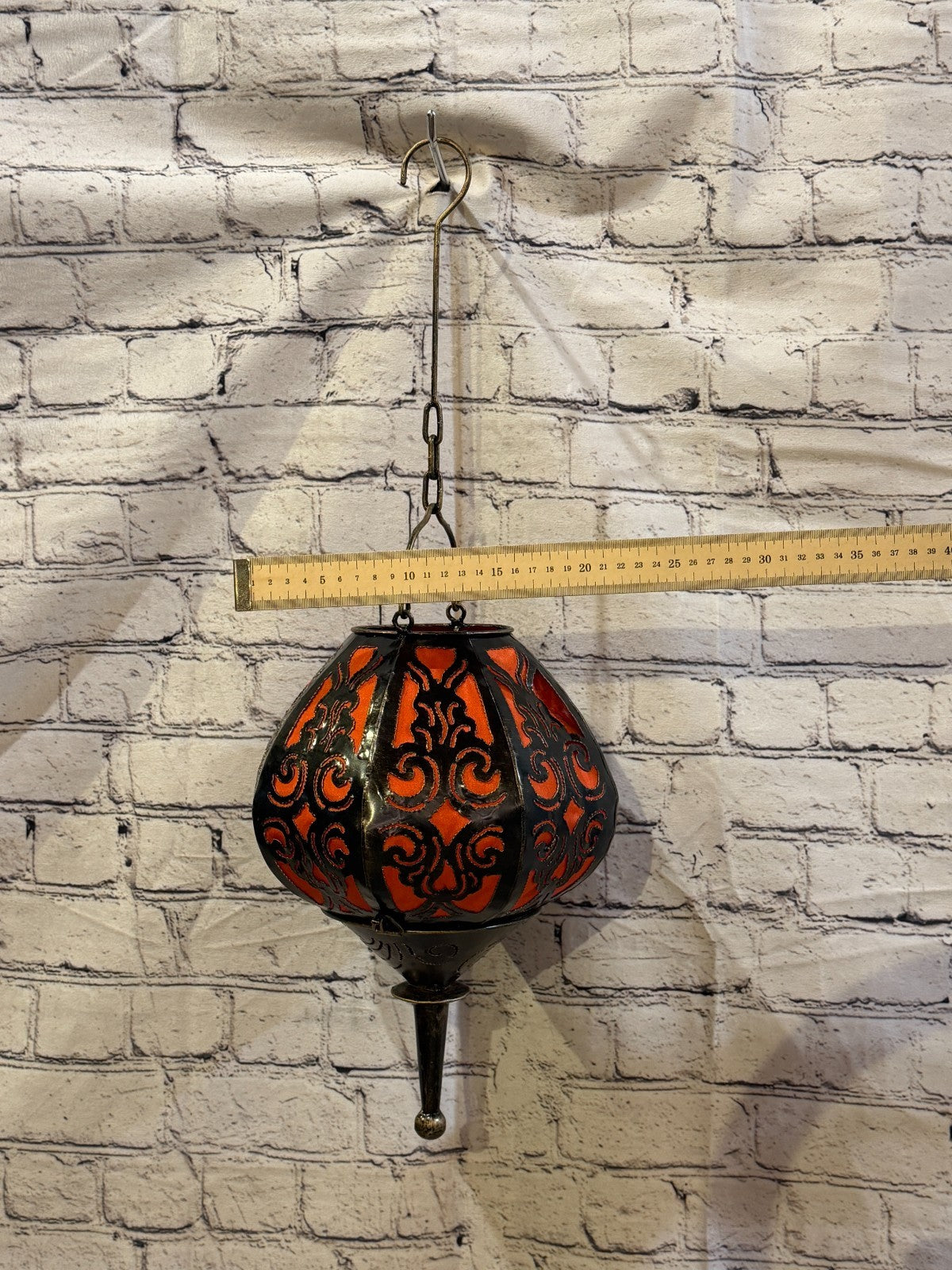 30cm x 20cm Orange Metal Fabric Ceiling Pendant Light Shade Lampshade LED Bulb3