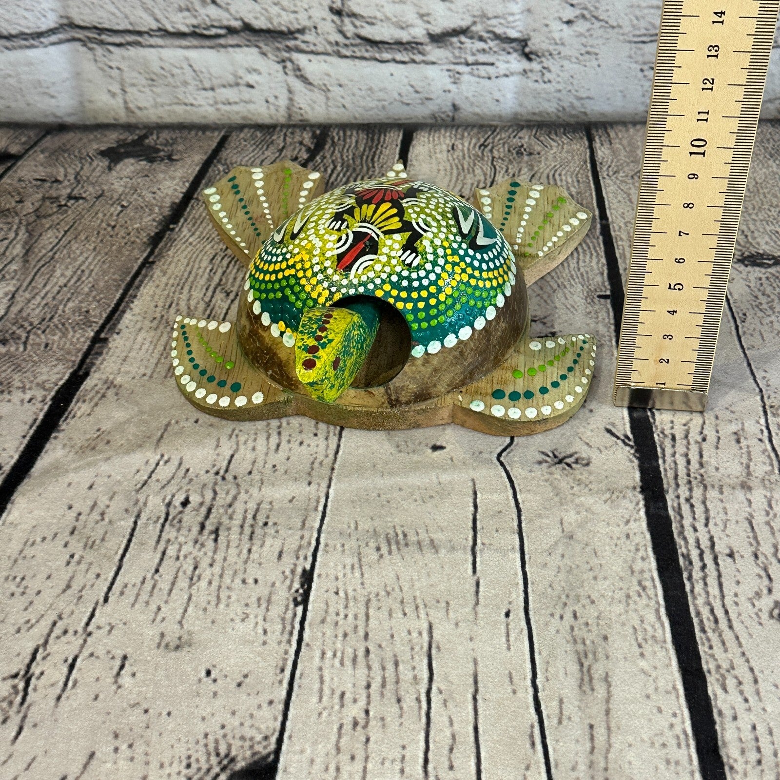 Green Painted Half Coconut Shell Wood Turtle Bobble Head Moving Tortoise6