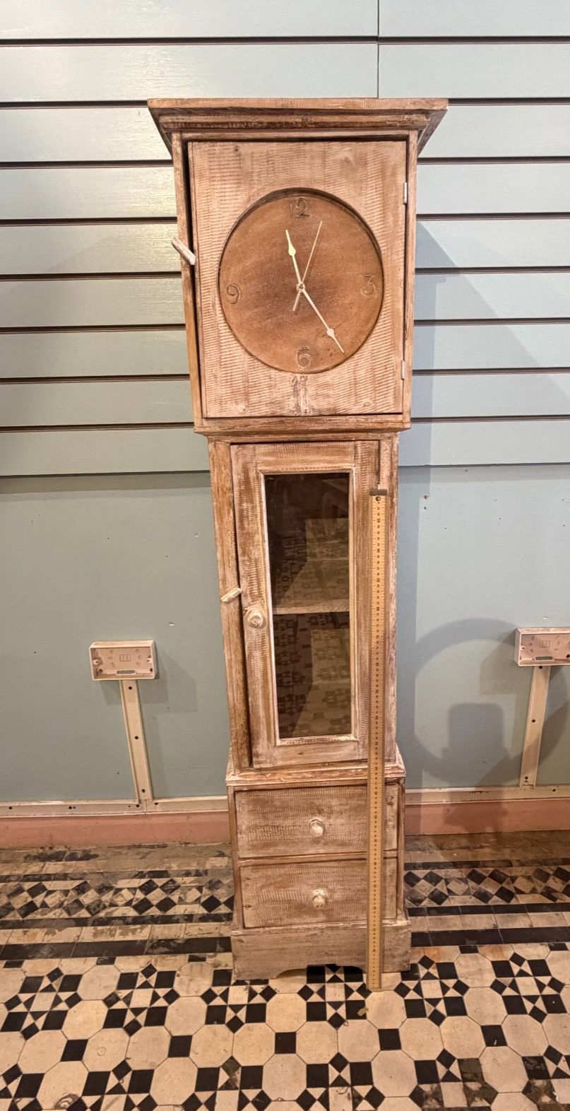 150cm x 40cm x 35cm White Clock Shelf Wooden Cabinet Living Storage Furniture6