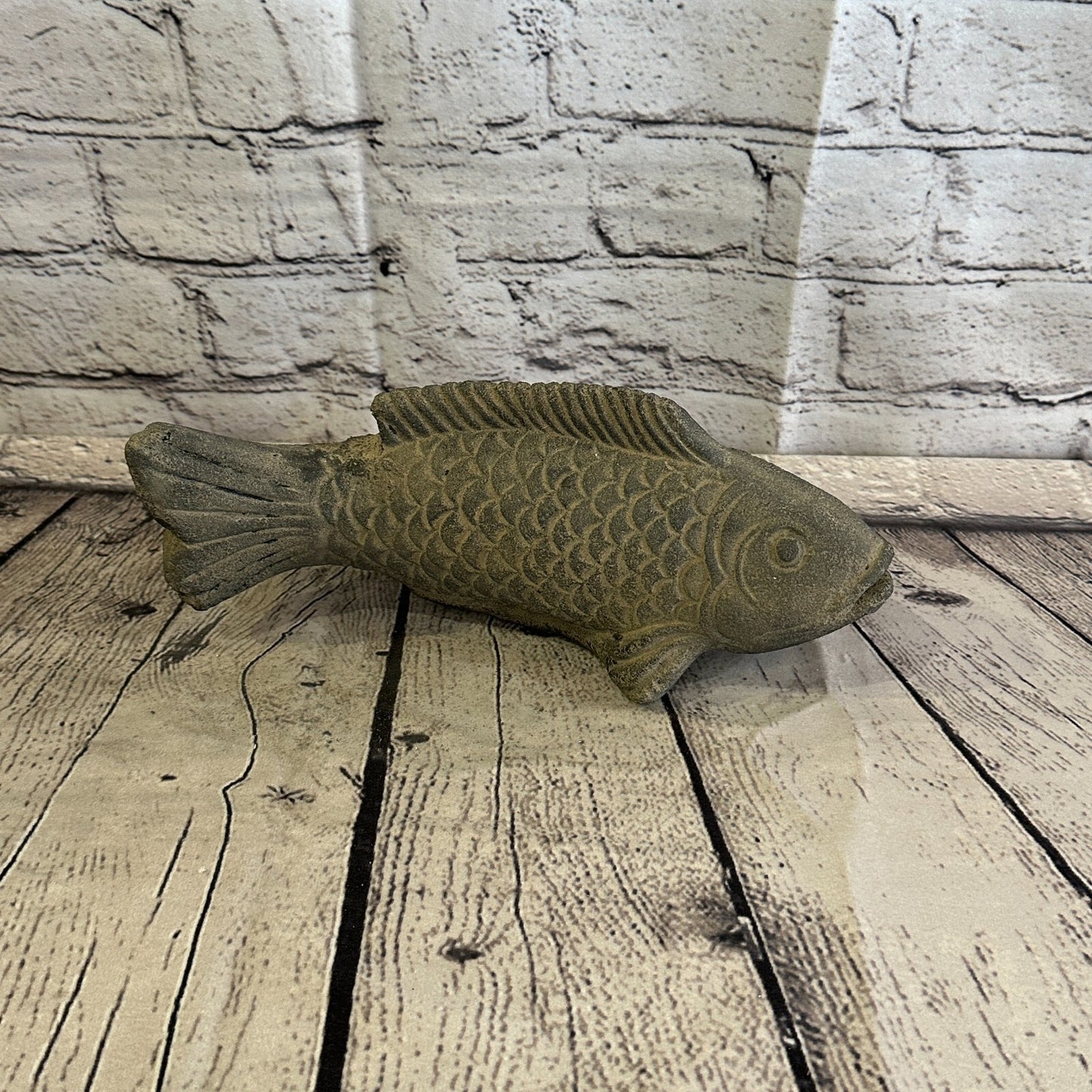 Koi Fish Carp Stone Garden 25cm x 10cm Ornament Outdoor Indoor Statue Hindu0