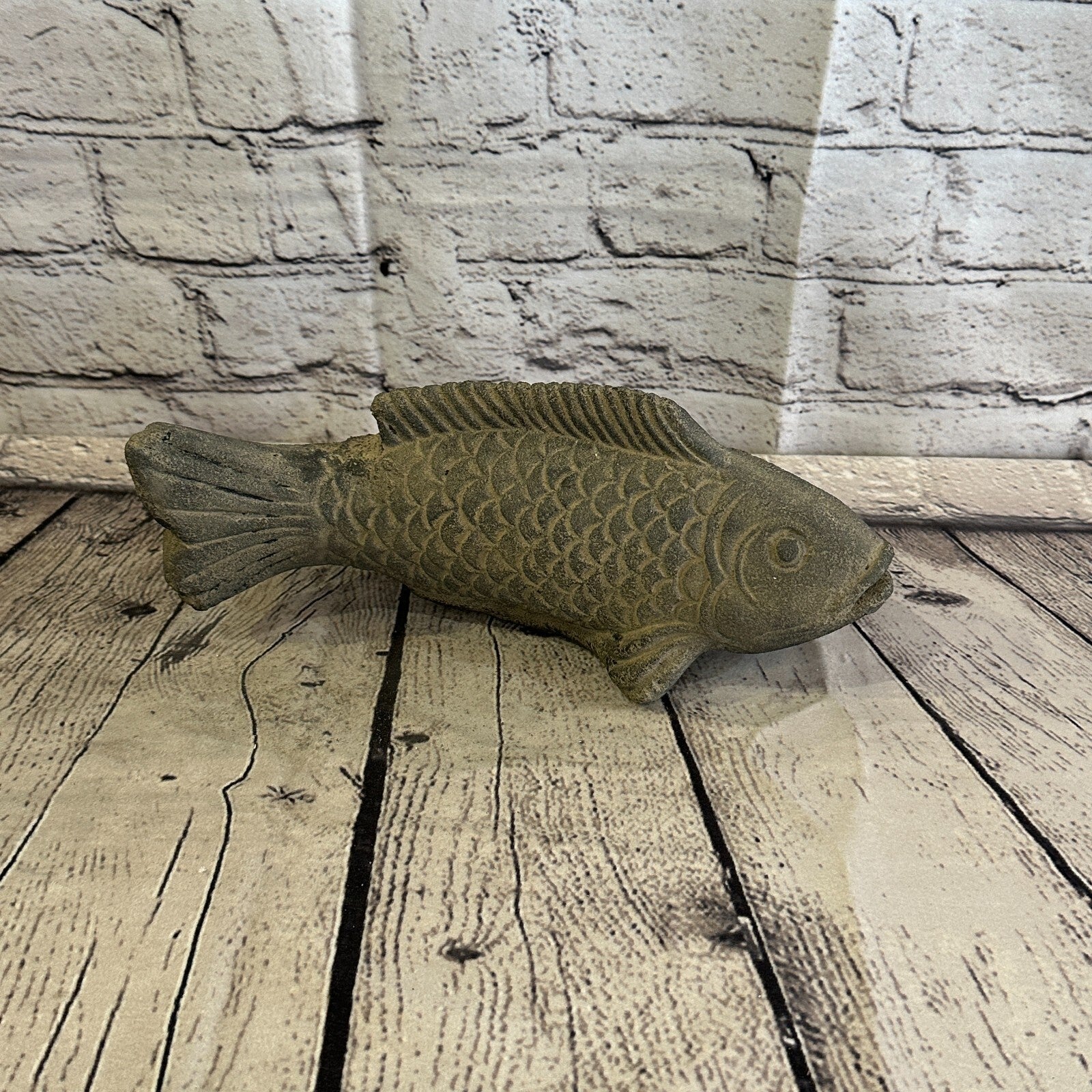 Koi Fish Carp Stone Garden 25cm x 10cm Ornament Outdoor Indoor Statue Hindu0