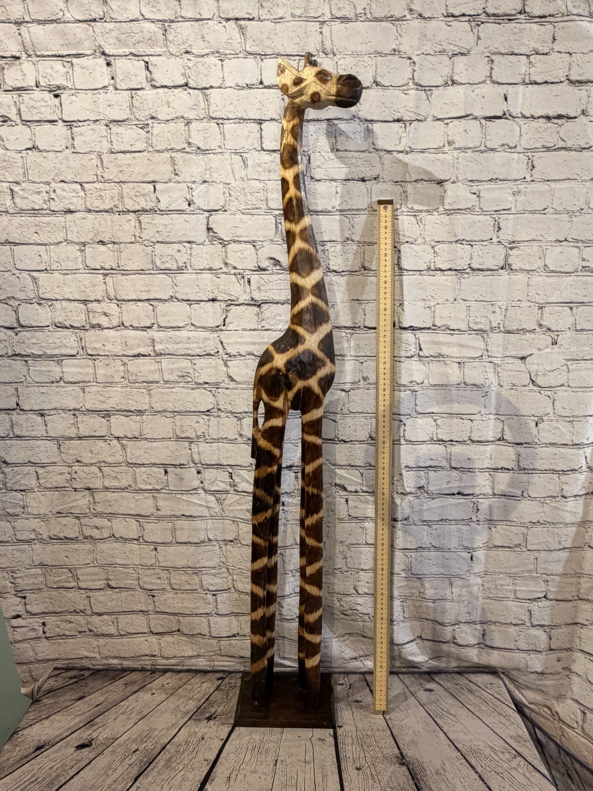 120cm Burnt Wooden Giraffe Standing Single Carved Solid Wood Giraffe Handmade5
