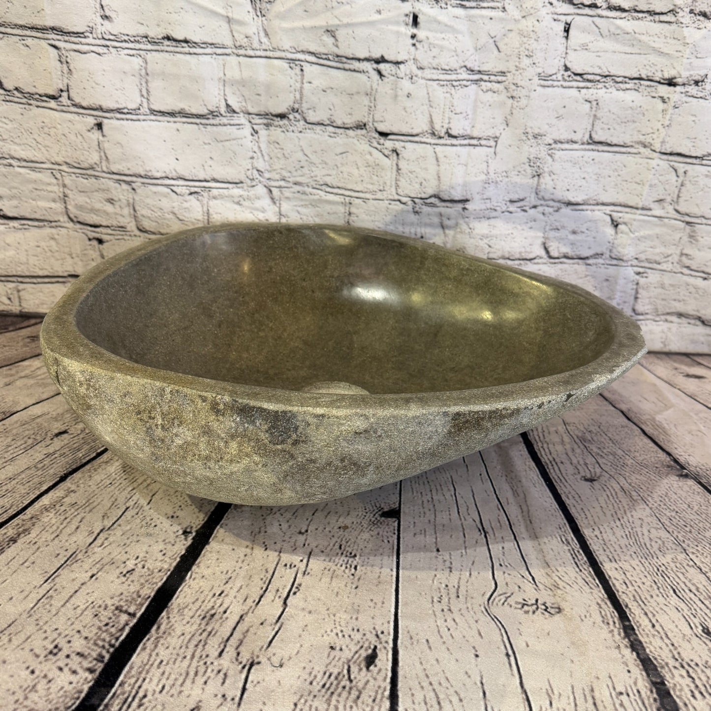 41cm x 35cm Wash Basin Bathroom Counter Top Washing River Stone Bowl Sink No 372