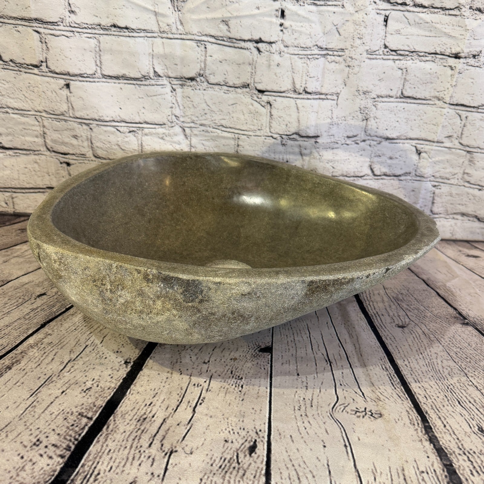 41cm x 35cm Wash Basin Bathroom Counter Top Washing River Stone Bowl Sink No 372
