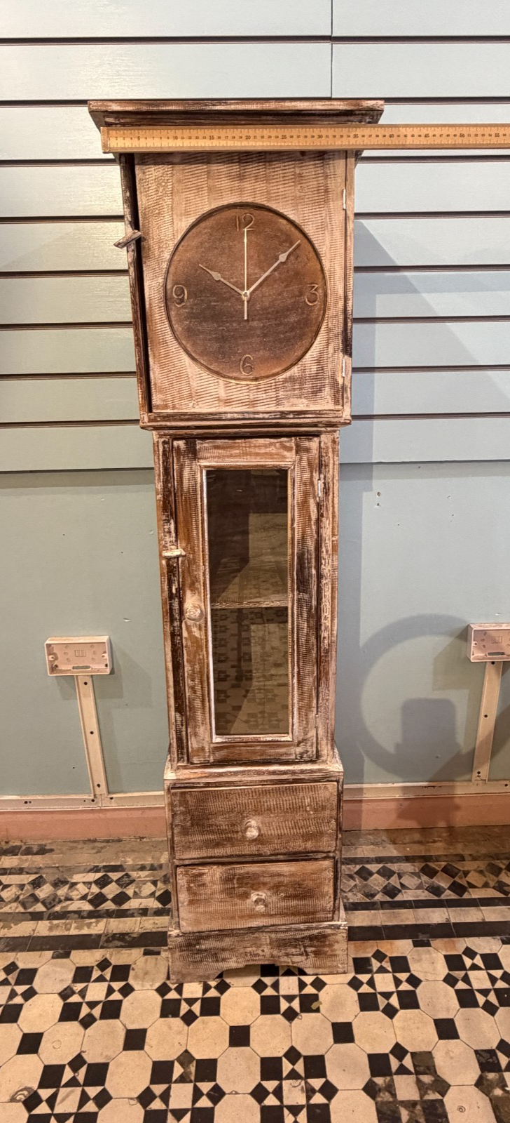 150cm x 40cm x 35cm Brown Clock Shelf Wooden Cabinet Living Storage Furniture7
