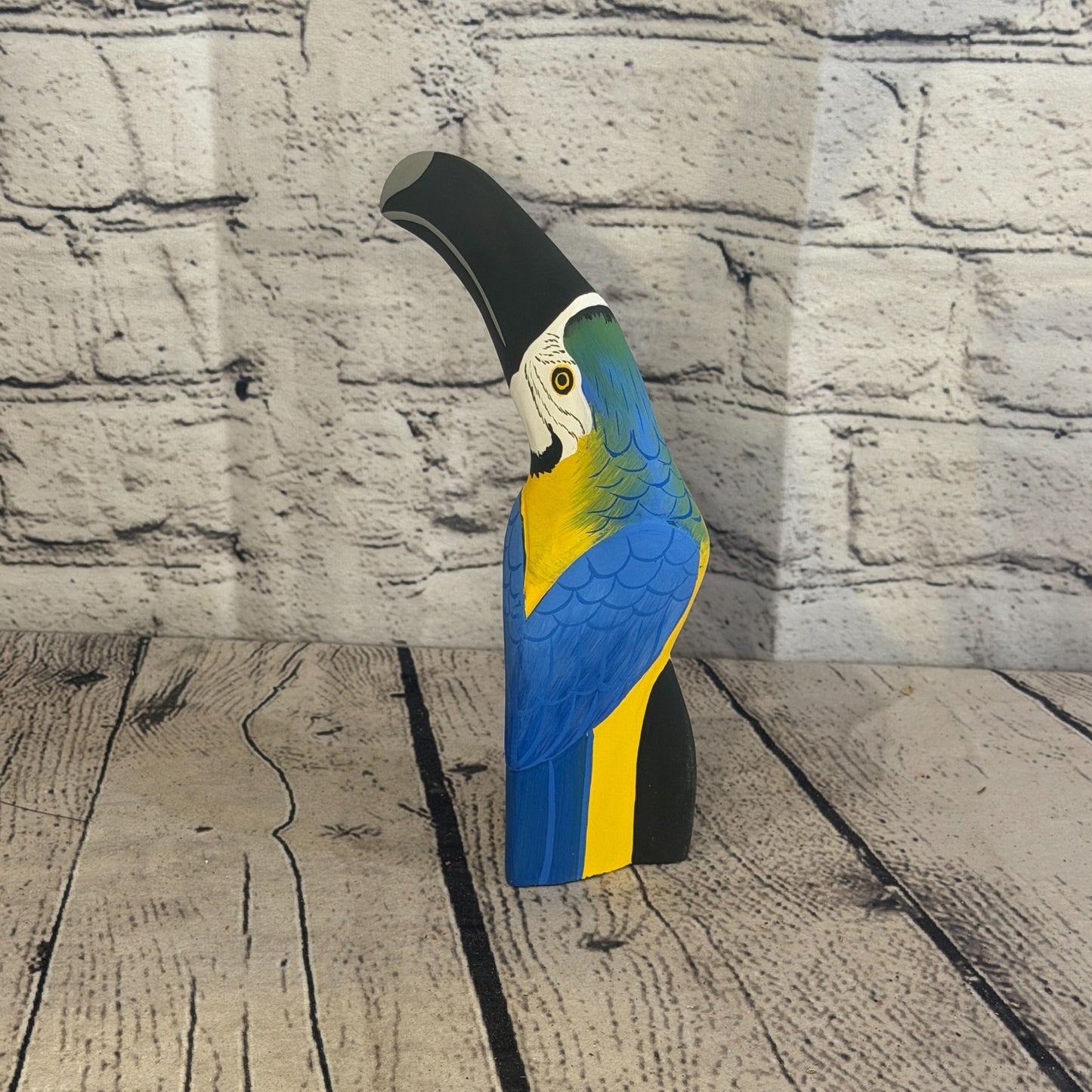 15cm Bright Blue Toucan Bird Ornament Statue Fair Trade Hand Made Carved Wood5