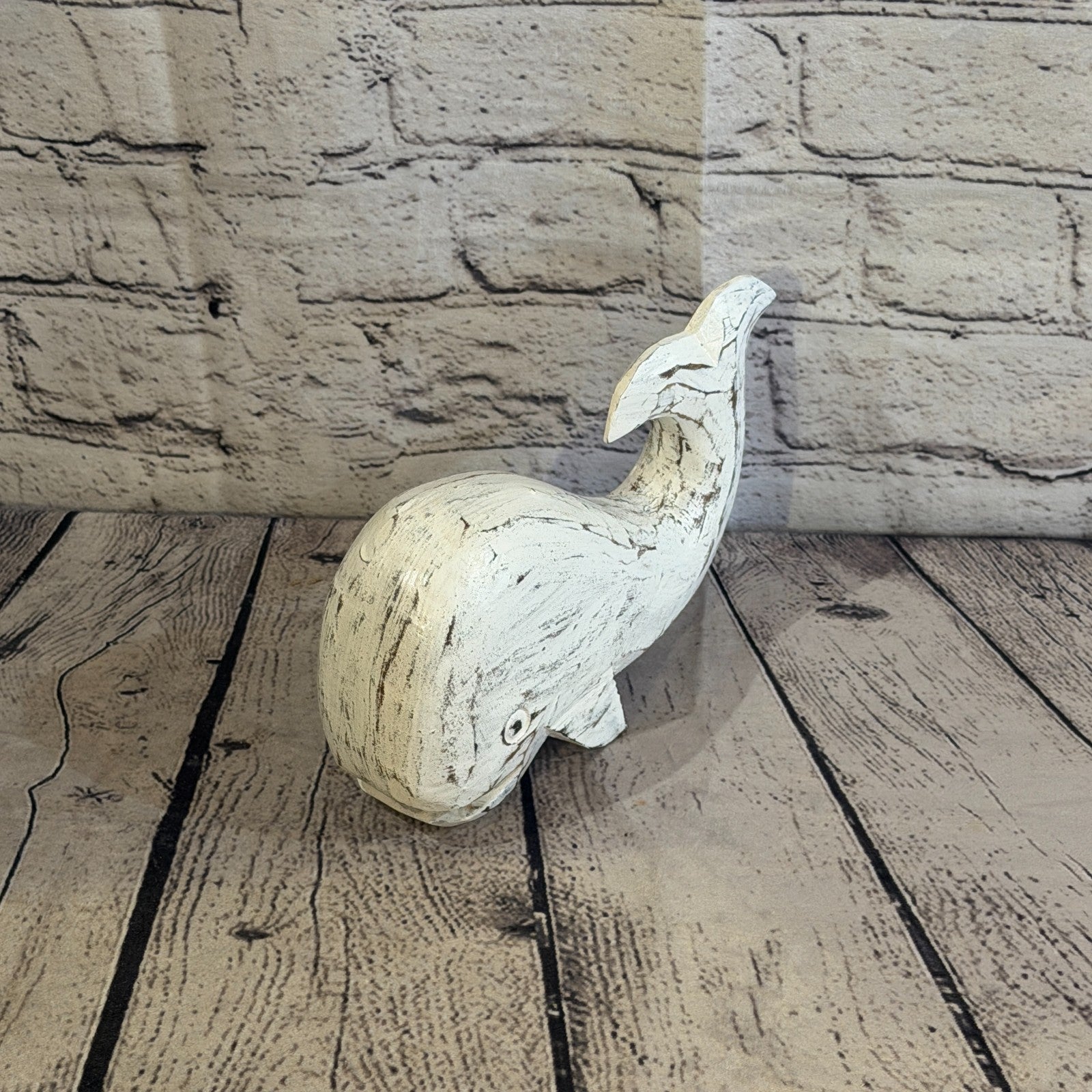 20cm x 12cm Whale White Fish Wood Coastal Ocean Bathroom Decoration0