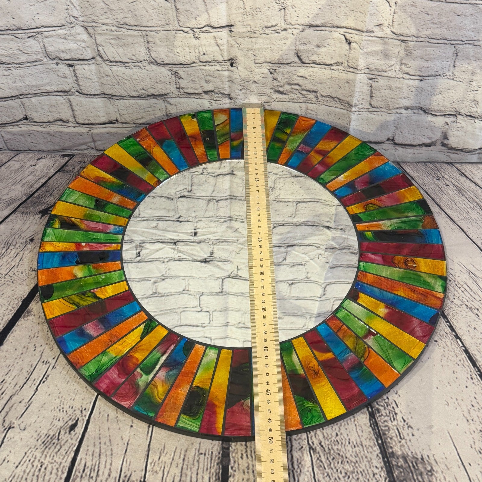 Rainbow Line Black Mosaic Tile Wall Mirror 50cm x 50cm 20 Inches Handmade5