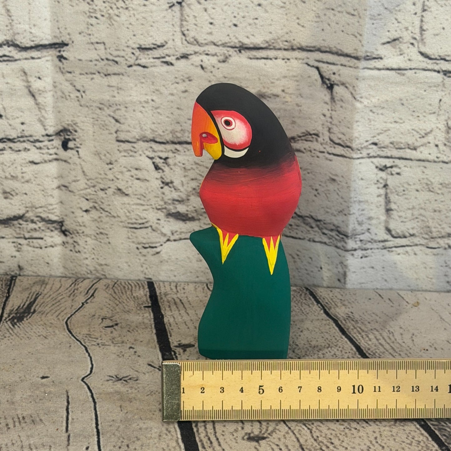15cm Dark Red Parrot Bird Ornament Statue Fair Trade Hand Made Carved Wood6