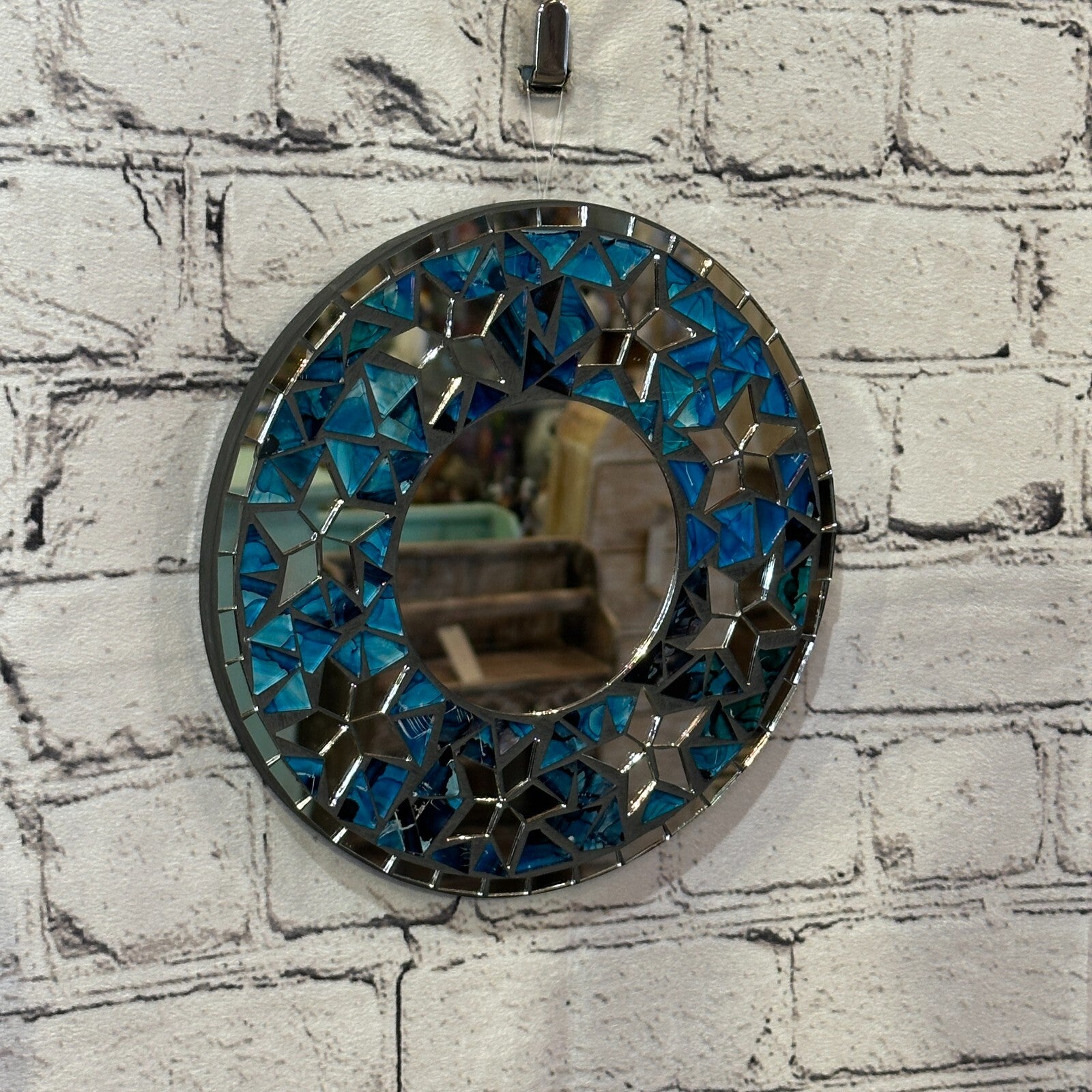 Blue Star Mosaic Tile Wall Mirror 20cm x 20cm 8 Inches Handmade New1