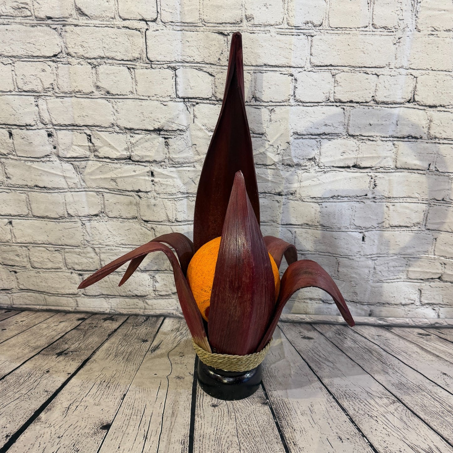 Orange Light Red Natural 55cm Tall Leaf Lamp Twist LED UK Mains Plug Design 11