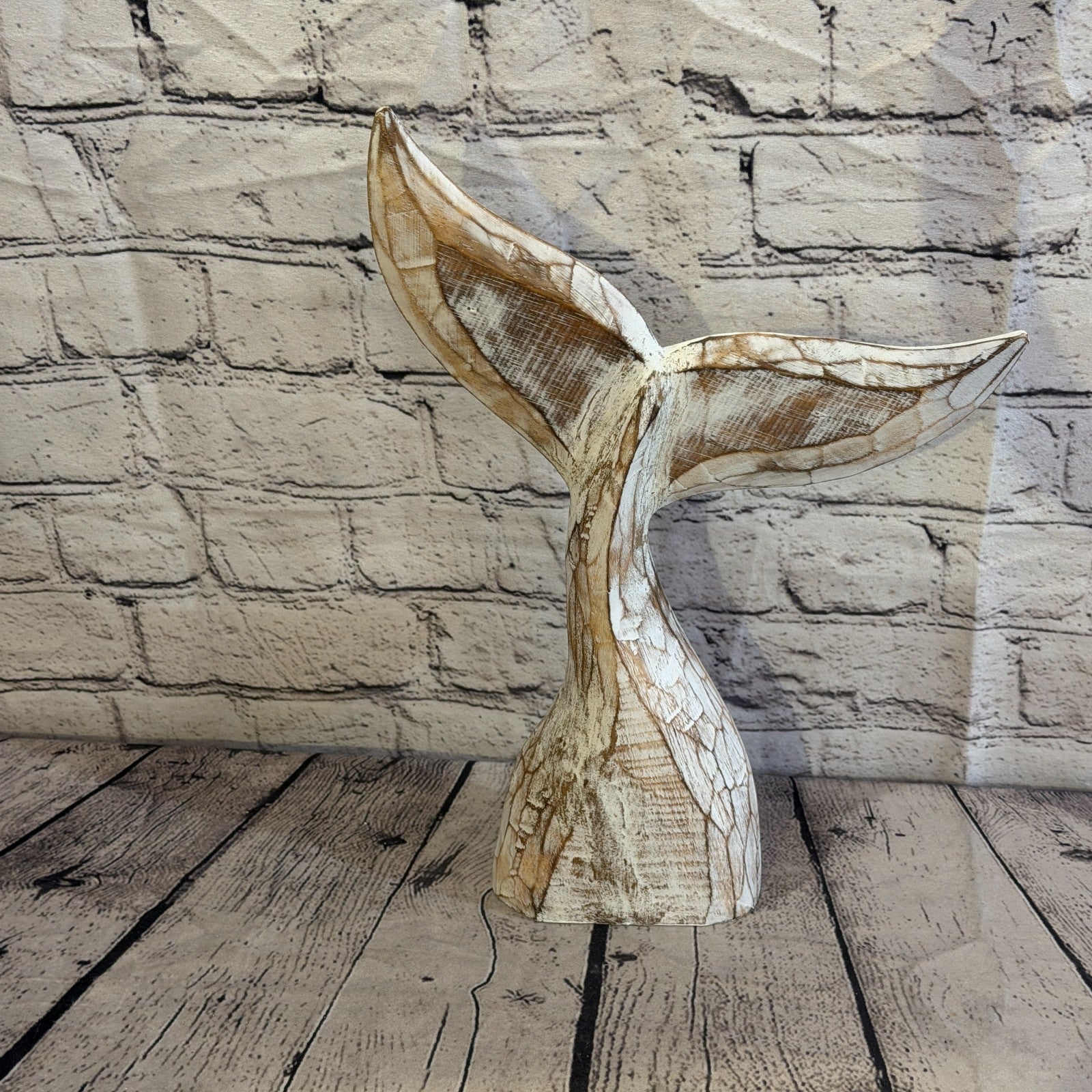 35cm x 35cm Whale Tail Brown Fish Wood Coastal Ocean Bathroom Decoration4