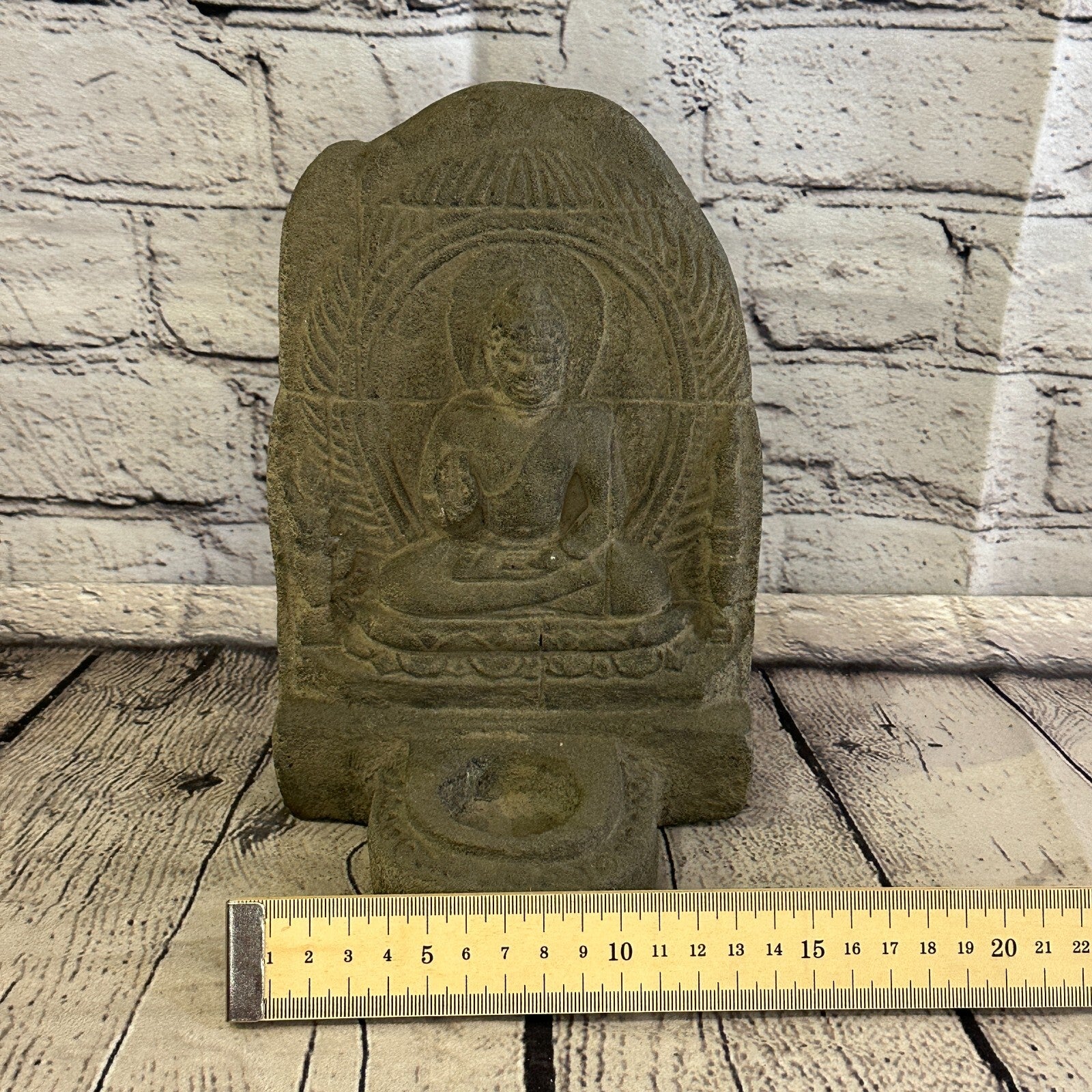 Flat Thai Buddha Candle Stone Garden 20cm Ornament Outdoor Indoor Statue Hindu8