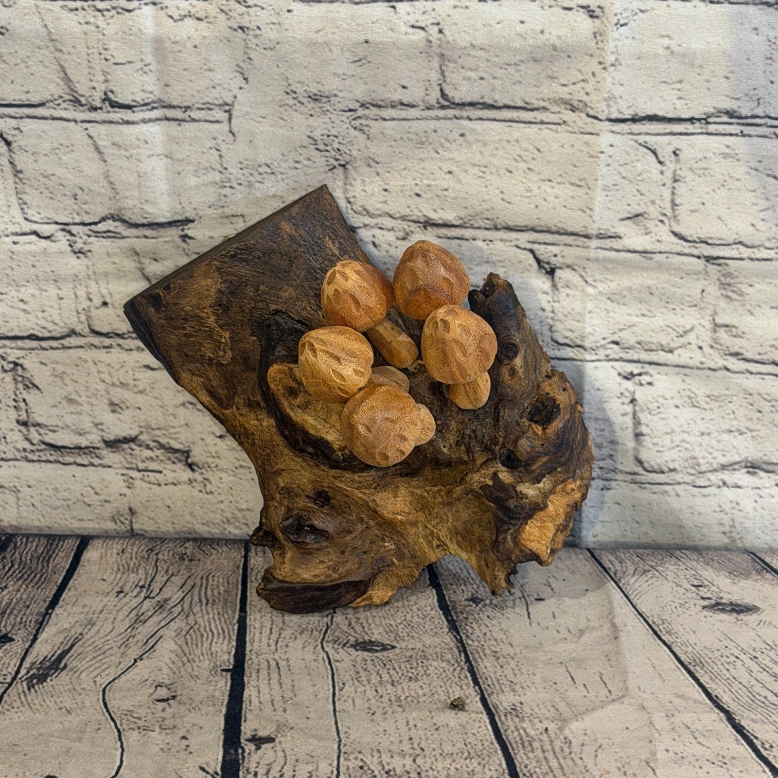 20cm Cut Out Top Wall Art Mushroom Parasite Wood Ornament Natural Carving Wooden5
