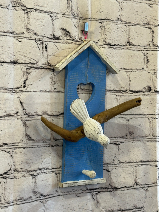 30cm Blue House Wall Art Bird on Tree Branch Bird Wall Silhouette Home Decor0